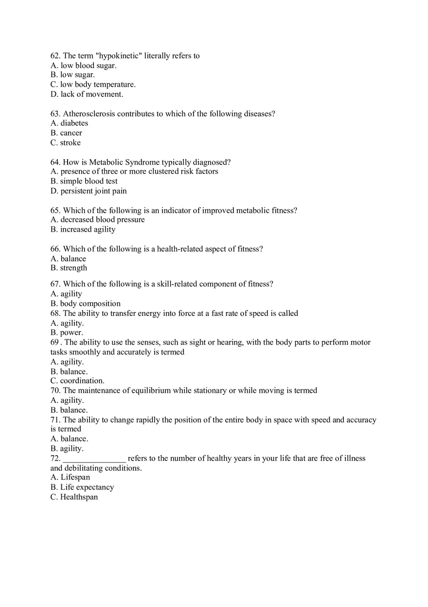 Health and Wellness Study Guide Chapters 1- 6 - Page 7