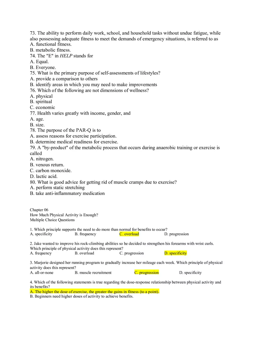 Health and Wellness Study Guide Chapters 1- 6 - Page 8