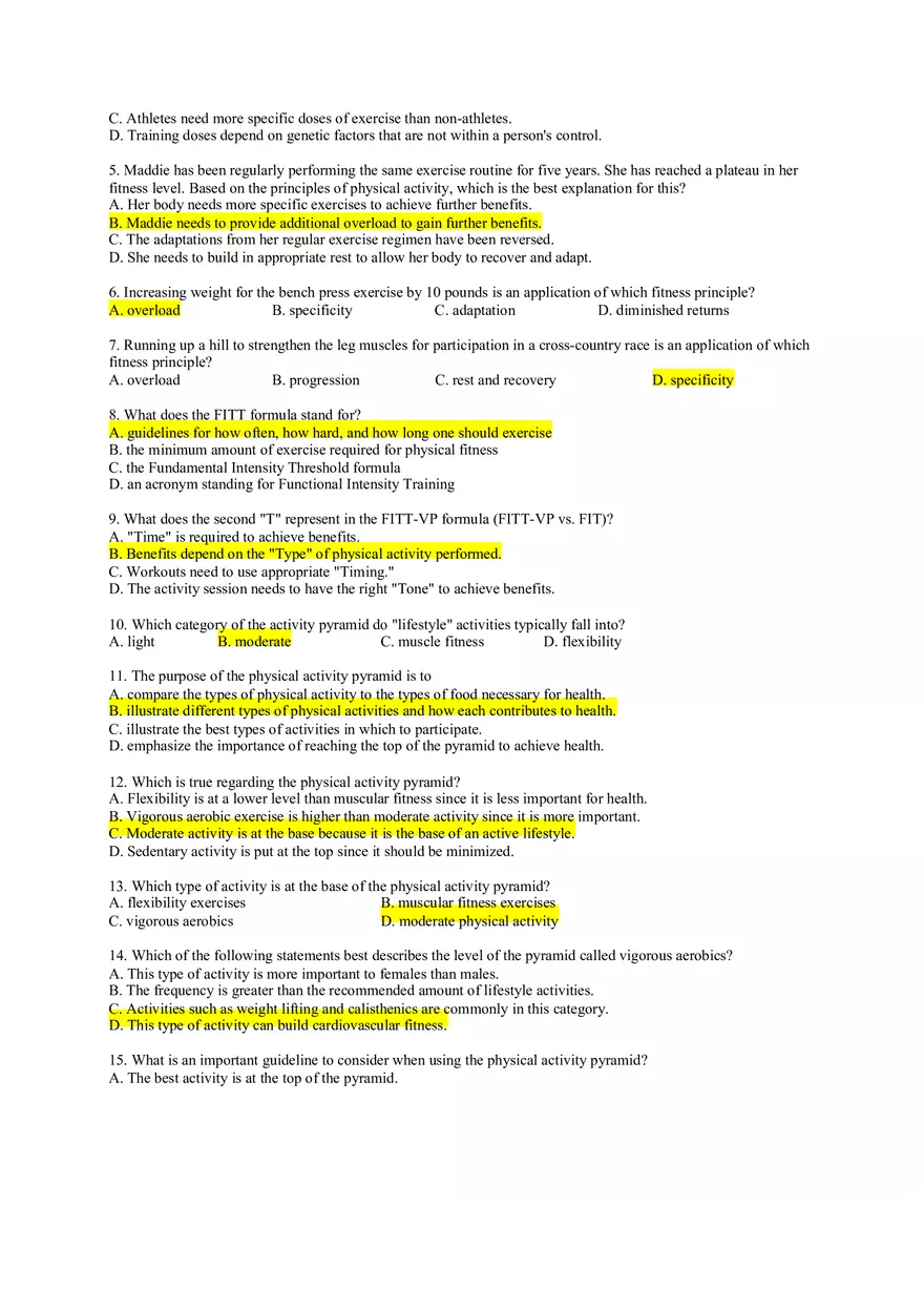 Health and Wellness Study Guide Chapters 1- 6 - Page 9