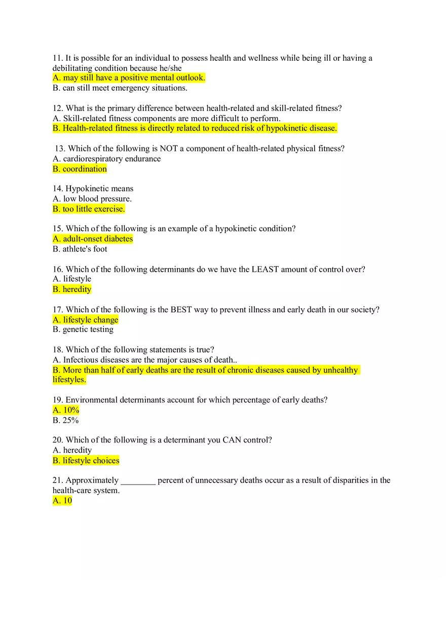 Health and Wellness Study Guide Chapters 1- 6 - Page 2