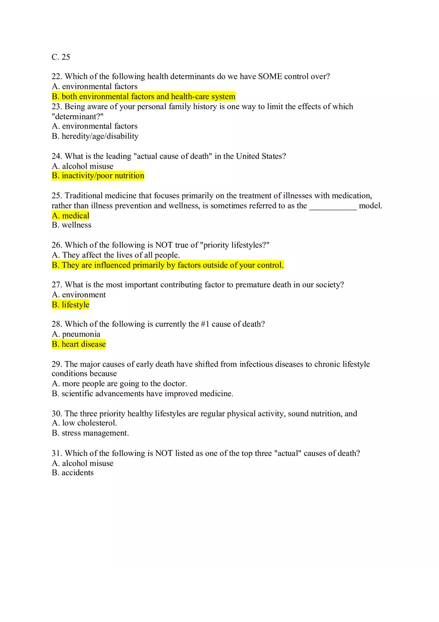 Health and Wellness Study Guide Chapters 1- 6 - Page 3