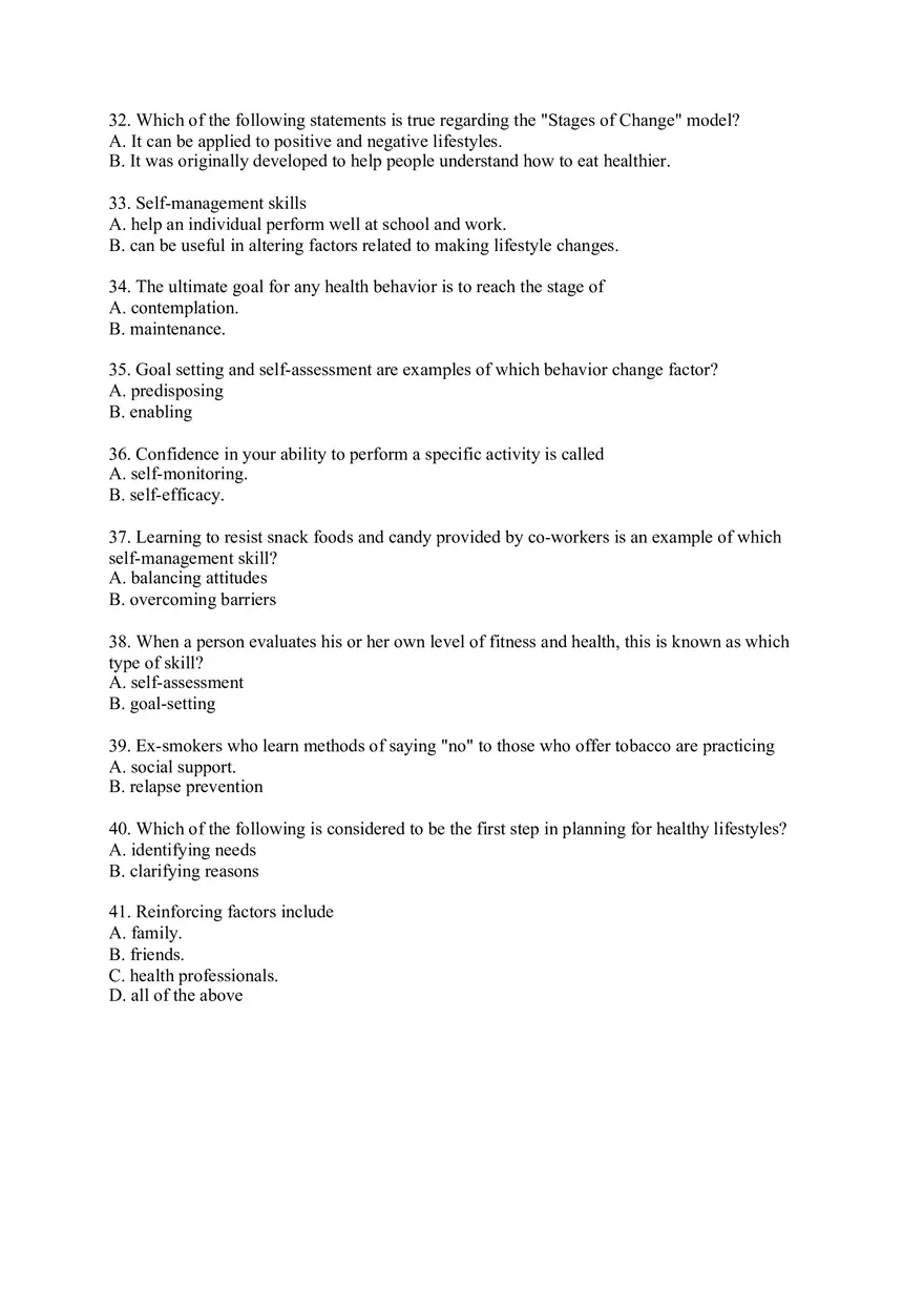 Health and Wellness Study Guide Chapters 1- 6 - Page 4
