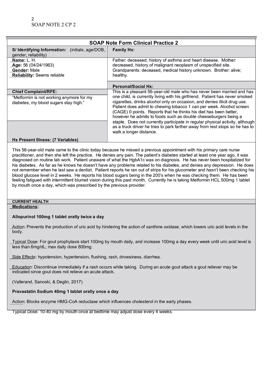 SOAP Note Requirement for Class - Page 1