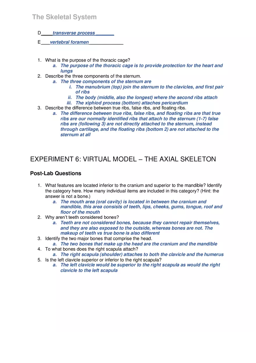 Lab 6 The Skeletal System - Page 7