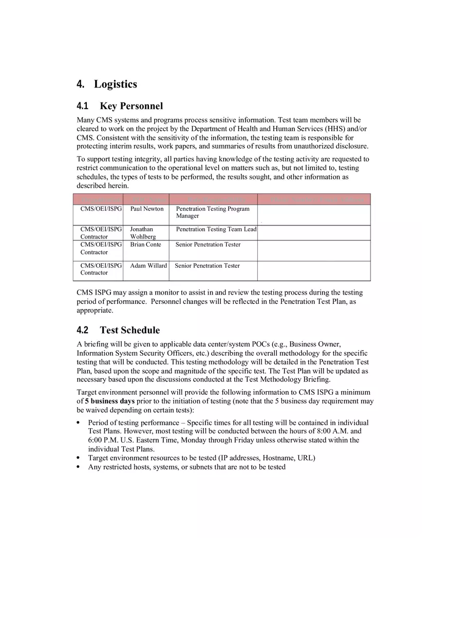 Rules of Engagement Template on Web Security - Page 4