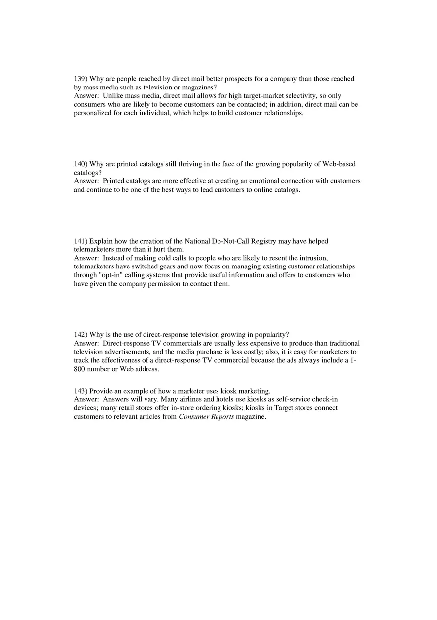 Building Direct Customer Relationships Answer Key Part 4 - Page 12