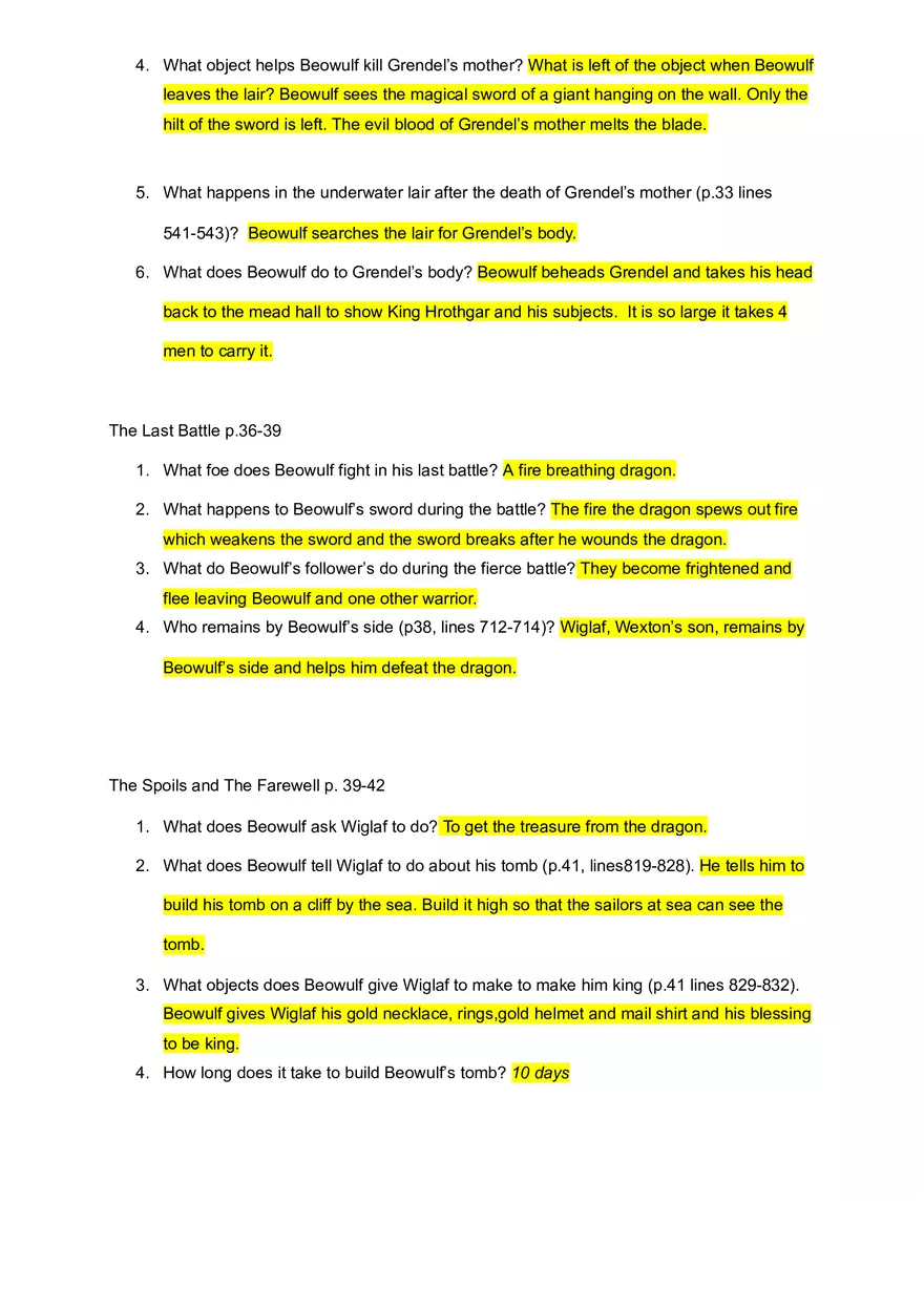 Beowulf Page 19-42 Study Guide - Page 4