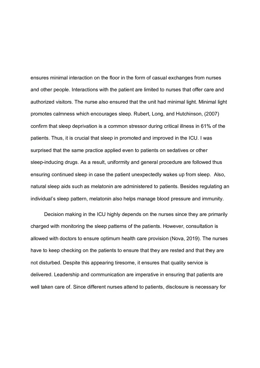 Journal Reflection on Promoting Sleep in the ICU - Page 2