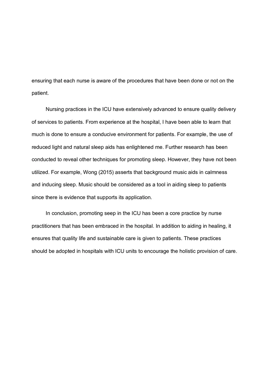 Journal Reflection on Promoting Sleep in the ICU - Page 3