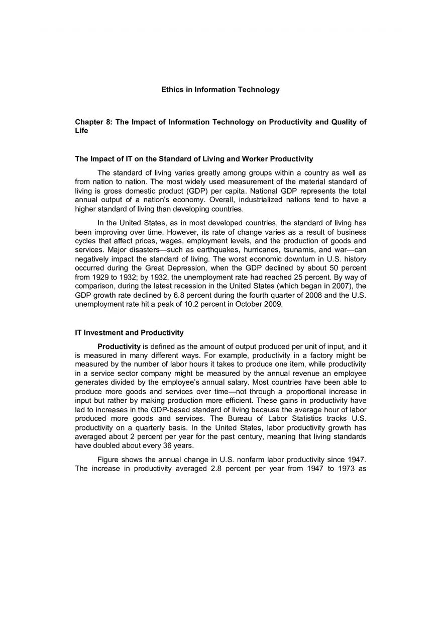 The Impact of IT on the Standard of Living and Worker Productivity - Page 1