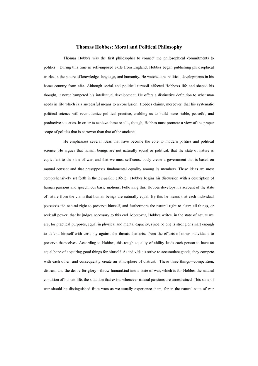 Thomas Hobbes Biography - Page 3