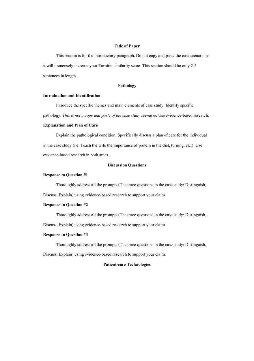 Pathophysiology for Nurses Case Study APA 7 Template - Page 1
