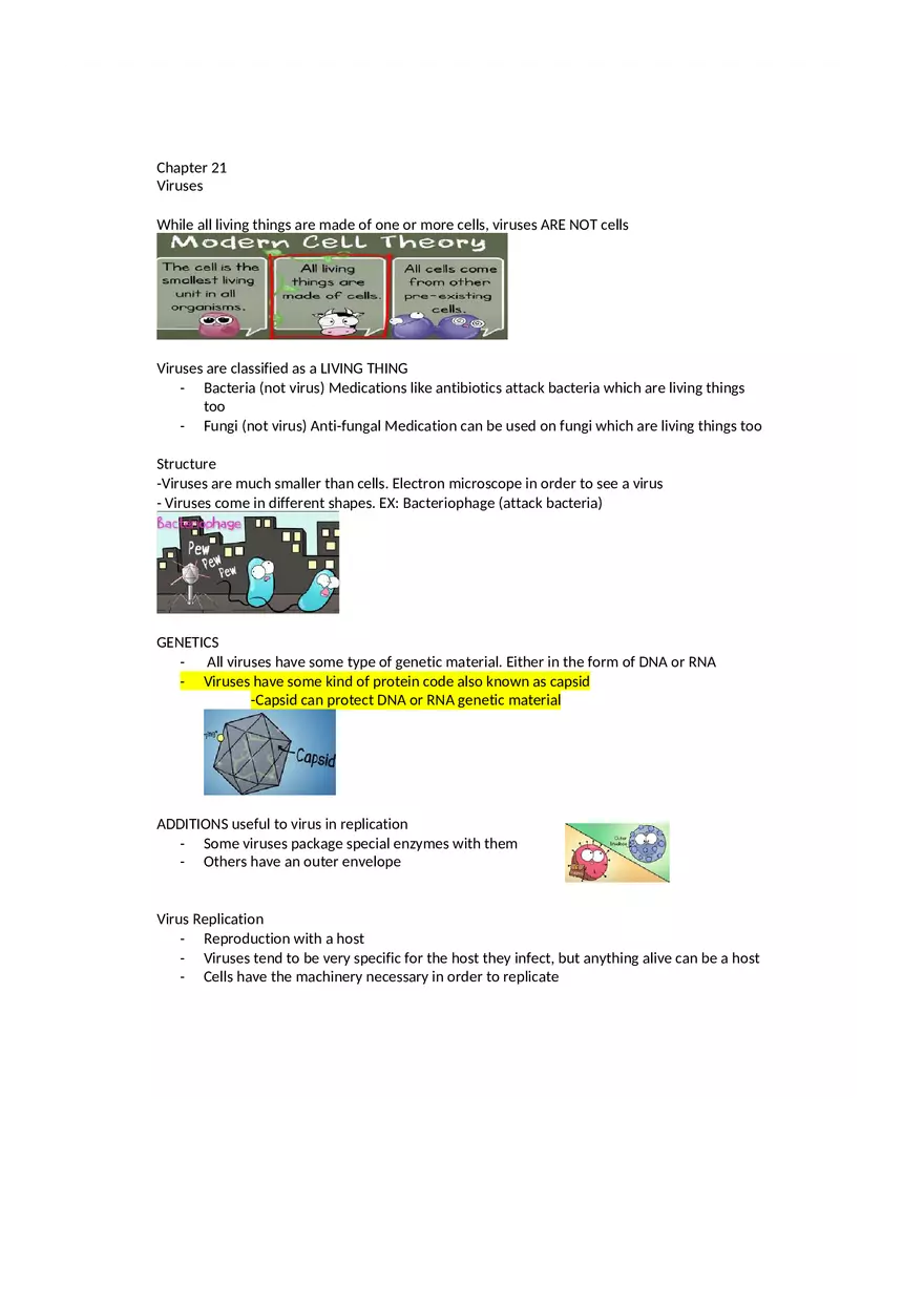 Chapter 21 Viruses - Lecture Notes - Page 1