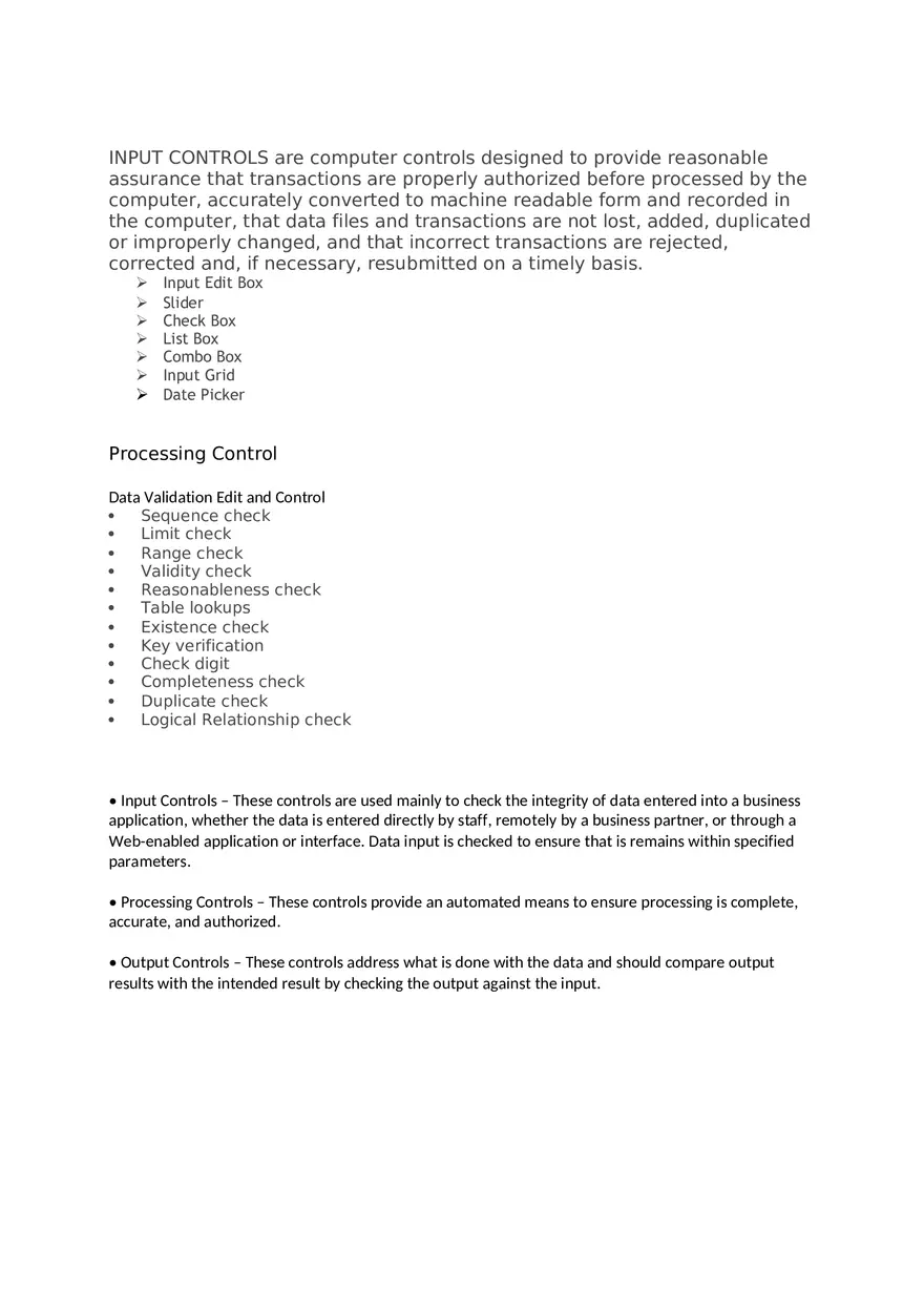 Input, Processing, and Output Controls - Page 1