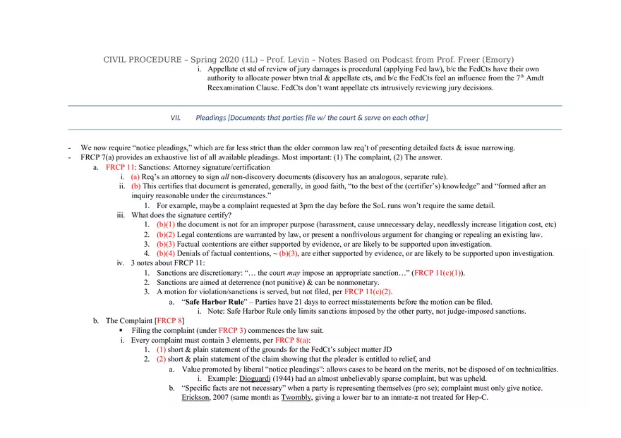 Civ Pro Outline - Personal JD - Page 10