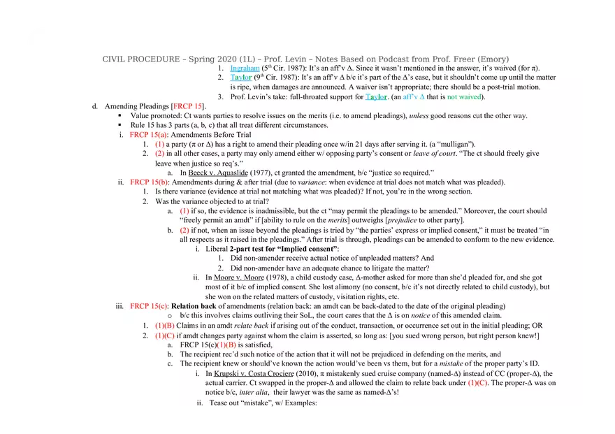 Civ Pro Outline - Personal JD - Page 12