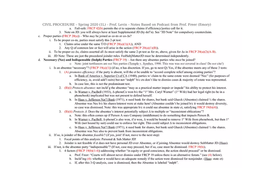 Civ Pro Outline - Personal JD - Page 15