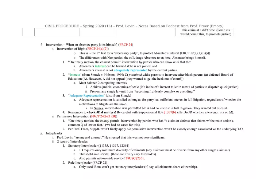 Civ Pro Outline - Personal JD - Page 19