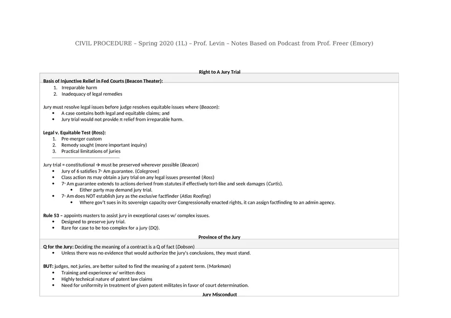 Civ Pro Outline - Personal JD - Page 41