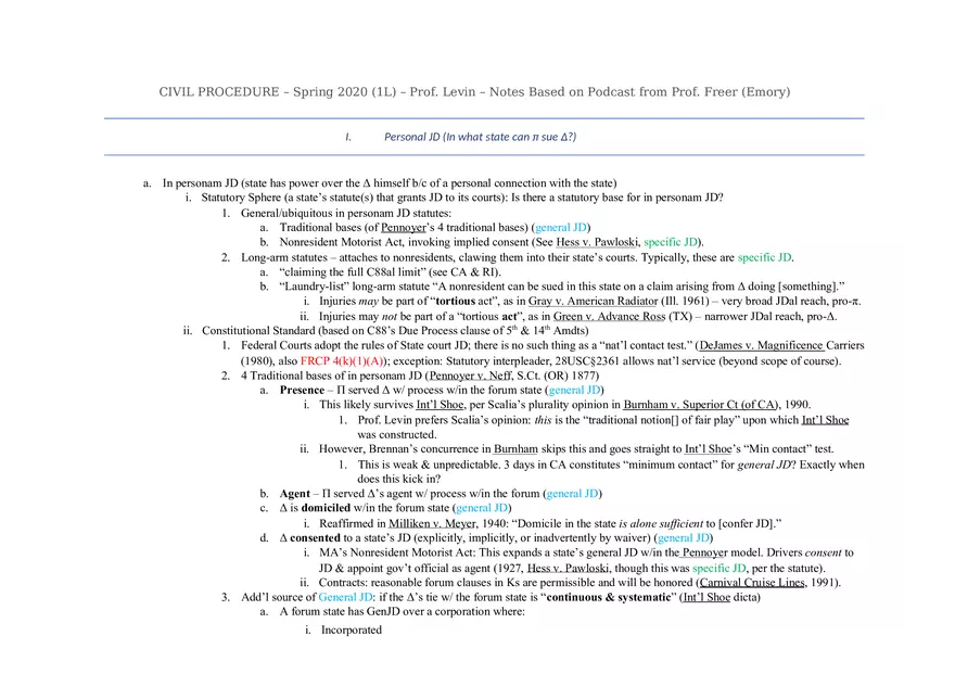 Civ Pro Outline - Personal JD - Page 2