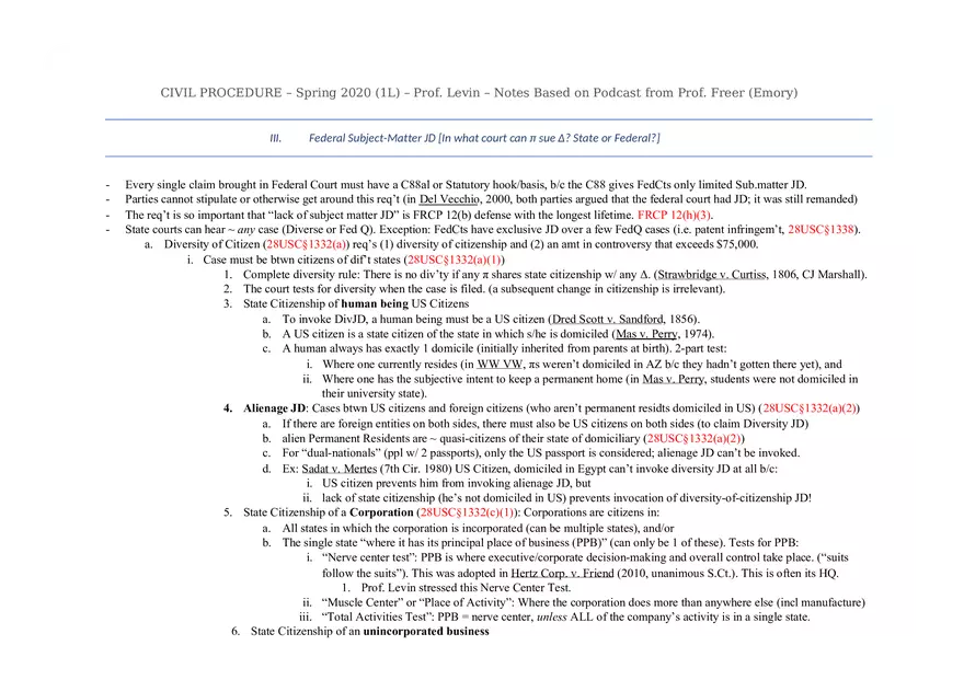 Civ Pro Outline - Personal JD - Page 58