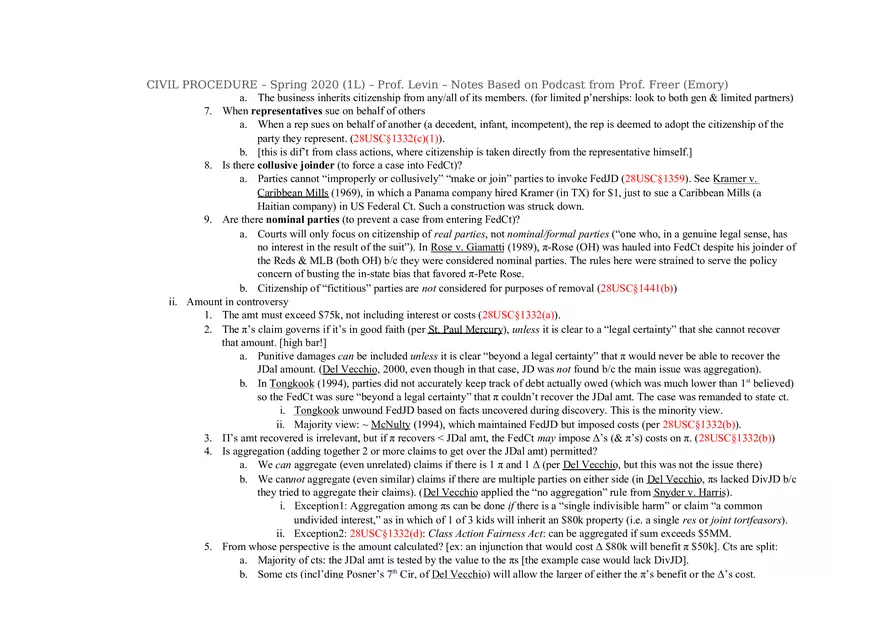 Civ Pro Outline - Personal JD - Page 59