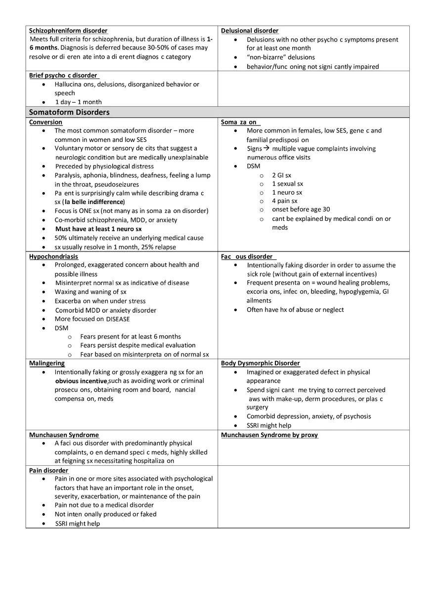 Psychiatric Disorders - Chart Study Guide - Page 10