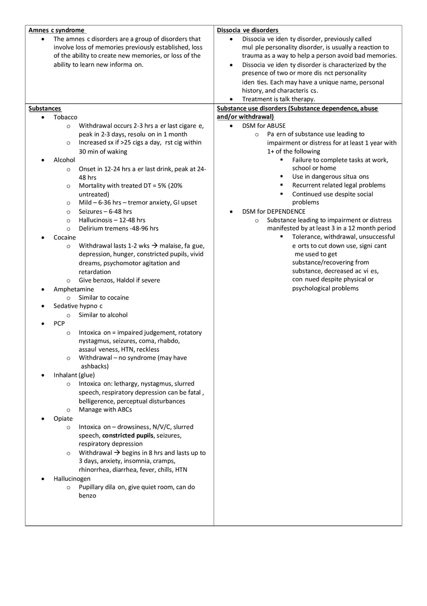 Psychiatric Disorders - Chart Study Guide - Page 3