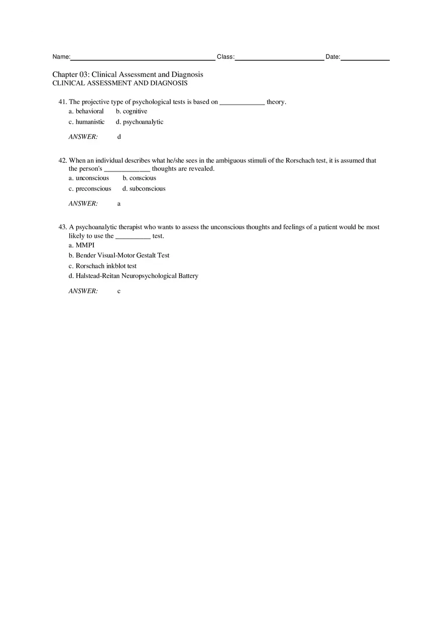 Chapter 3 Clinical Assessment and Diagnosis Part 2 - Page 1