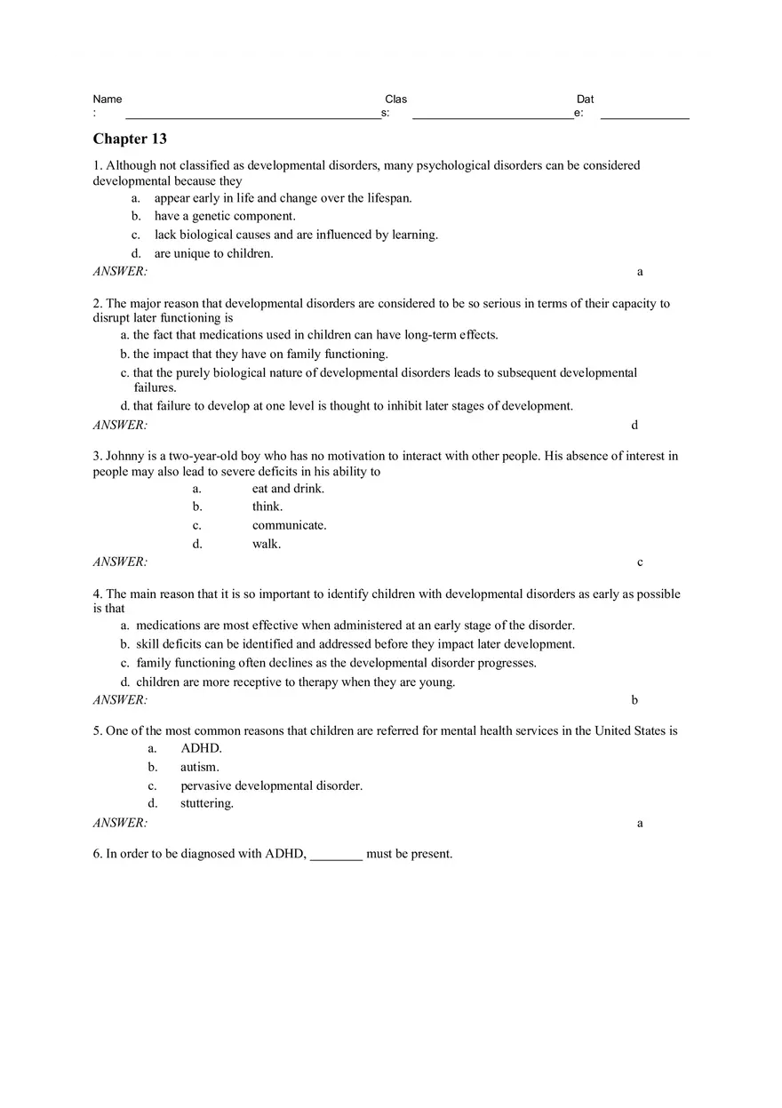 Chapter 13 - Developmental Perspective on Psychological Disorders - Page 1