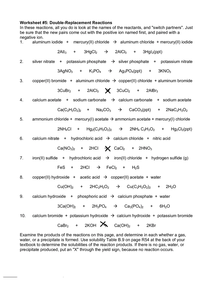 Double Displacement Reactions - Page 2