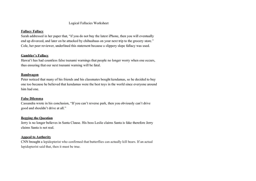 Logical Fallacies - Lecture Notes - Page 1