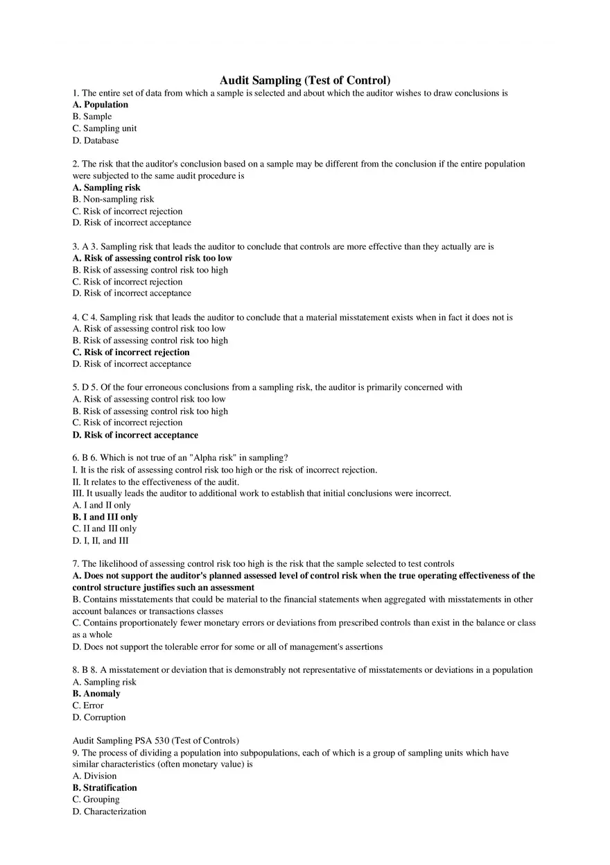 Audit Sampling(Test of Control) - Page 1