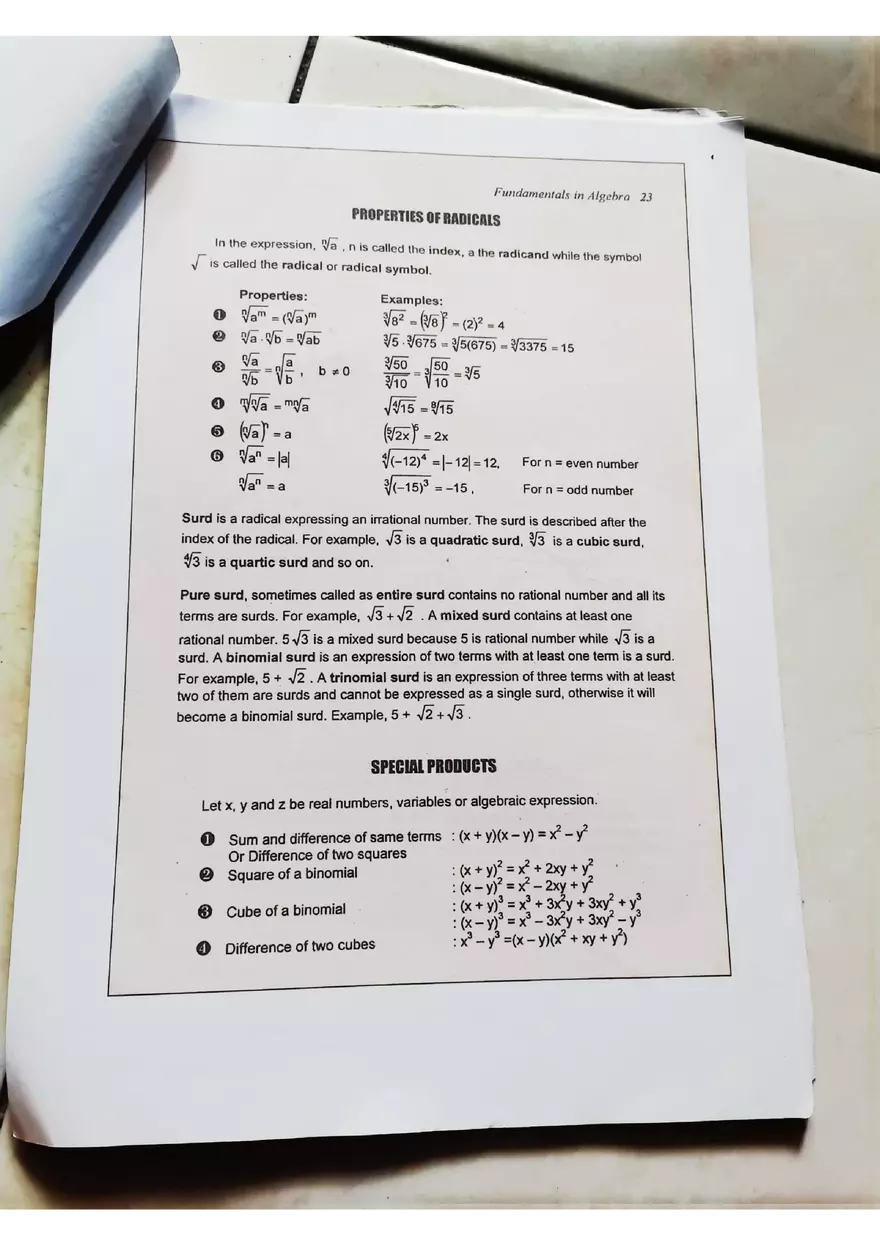 Fundamentals in Algebra - Basic Rules - Page 3