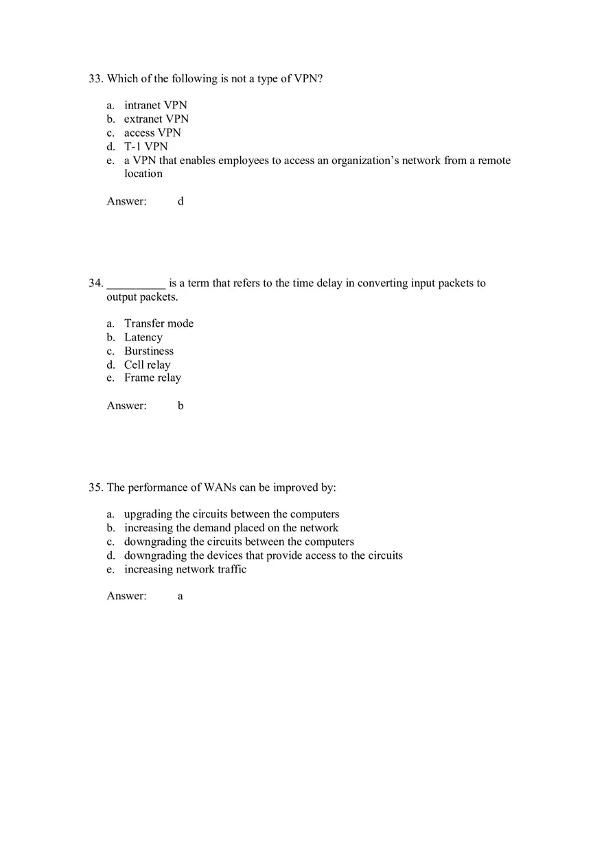 Wide Area Networks Answers Part 2 - Page 9