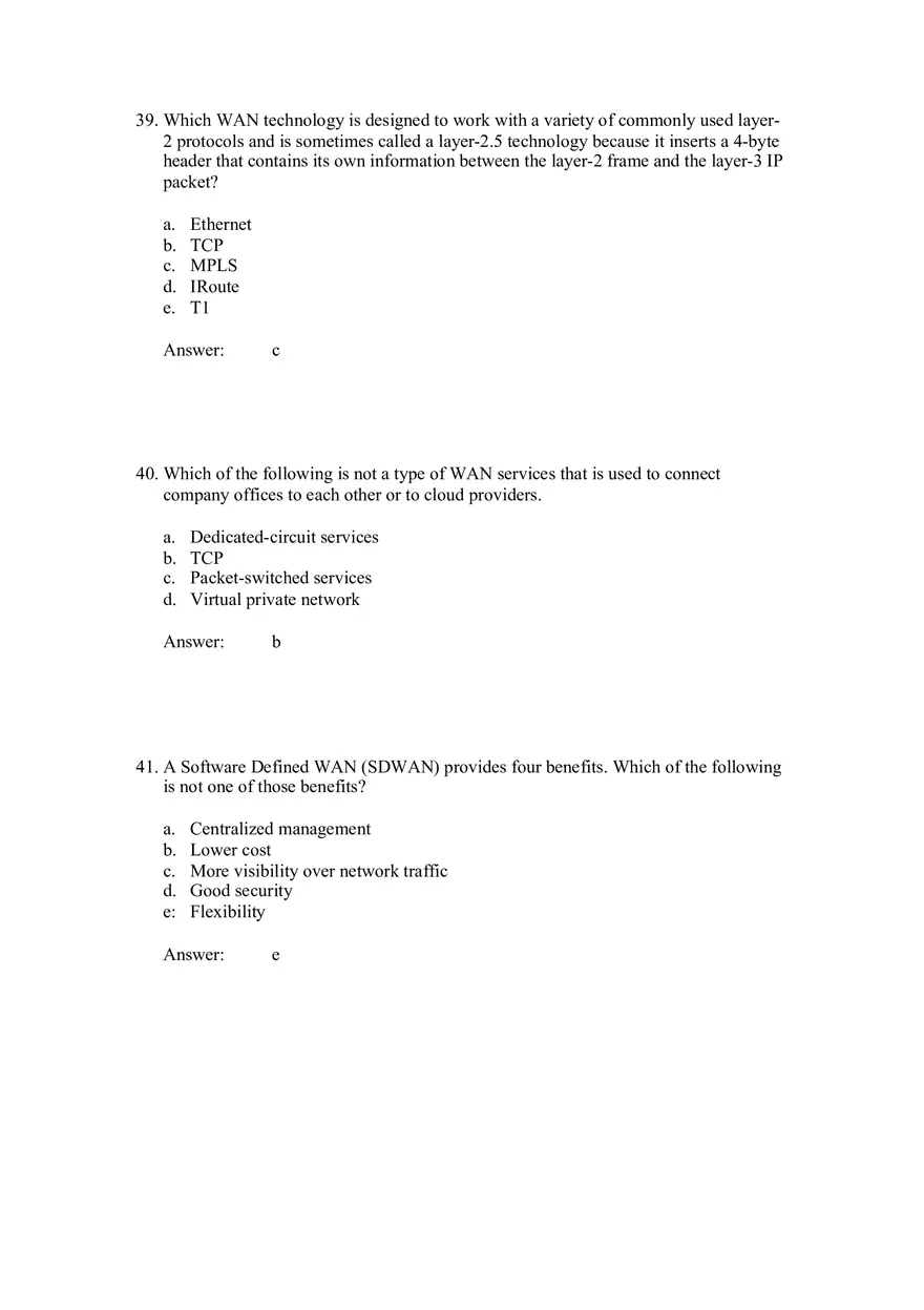 Wide Area Networks Answers Part 2 - Page 11