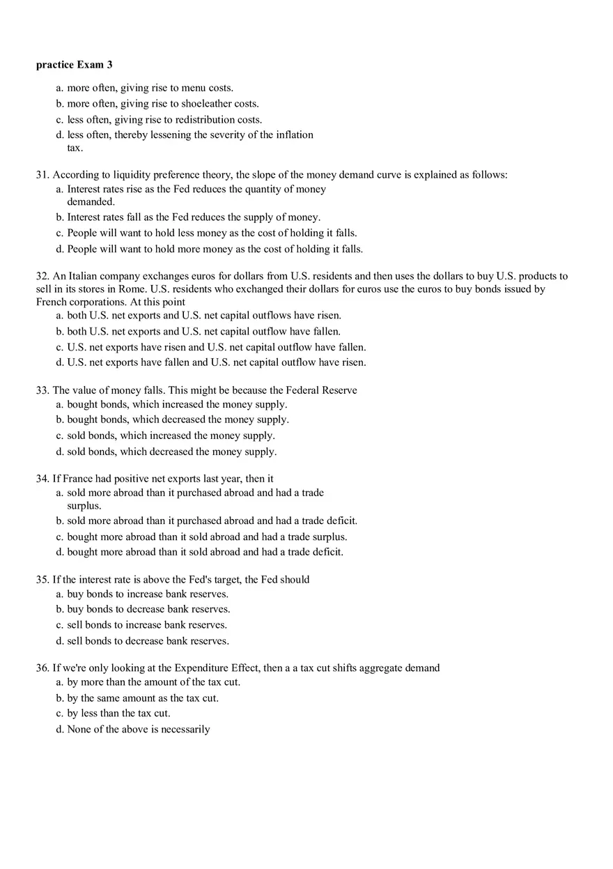 Introduction to Macroeconomics Practice Exam 3 Answers - Page 8