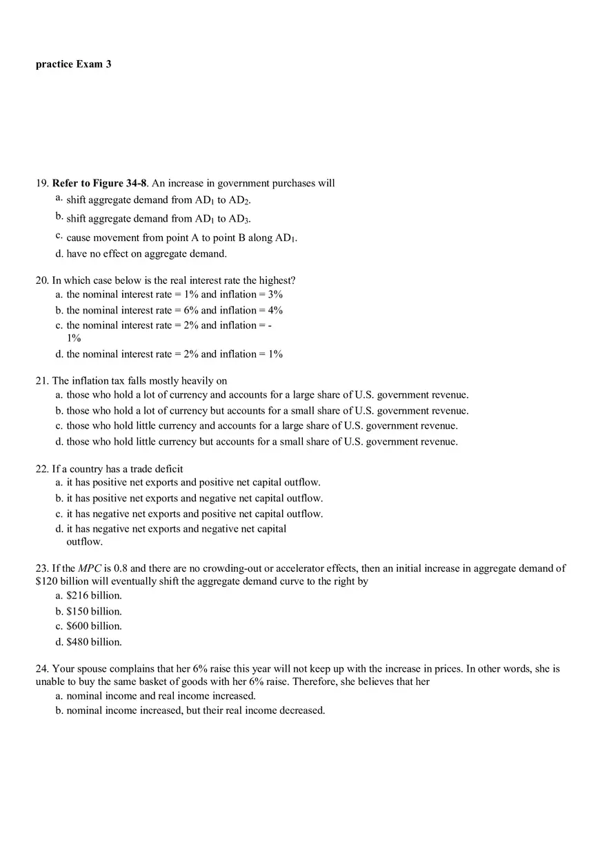 Introduction to Macroeconomics Practice Exam 3 Answers - Page 6