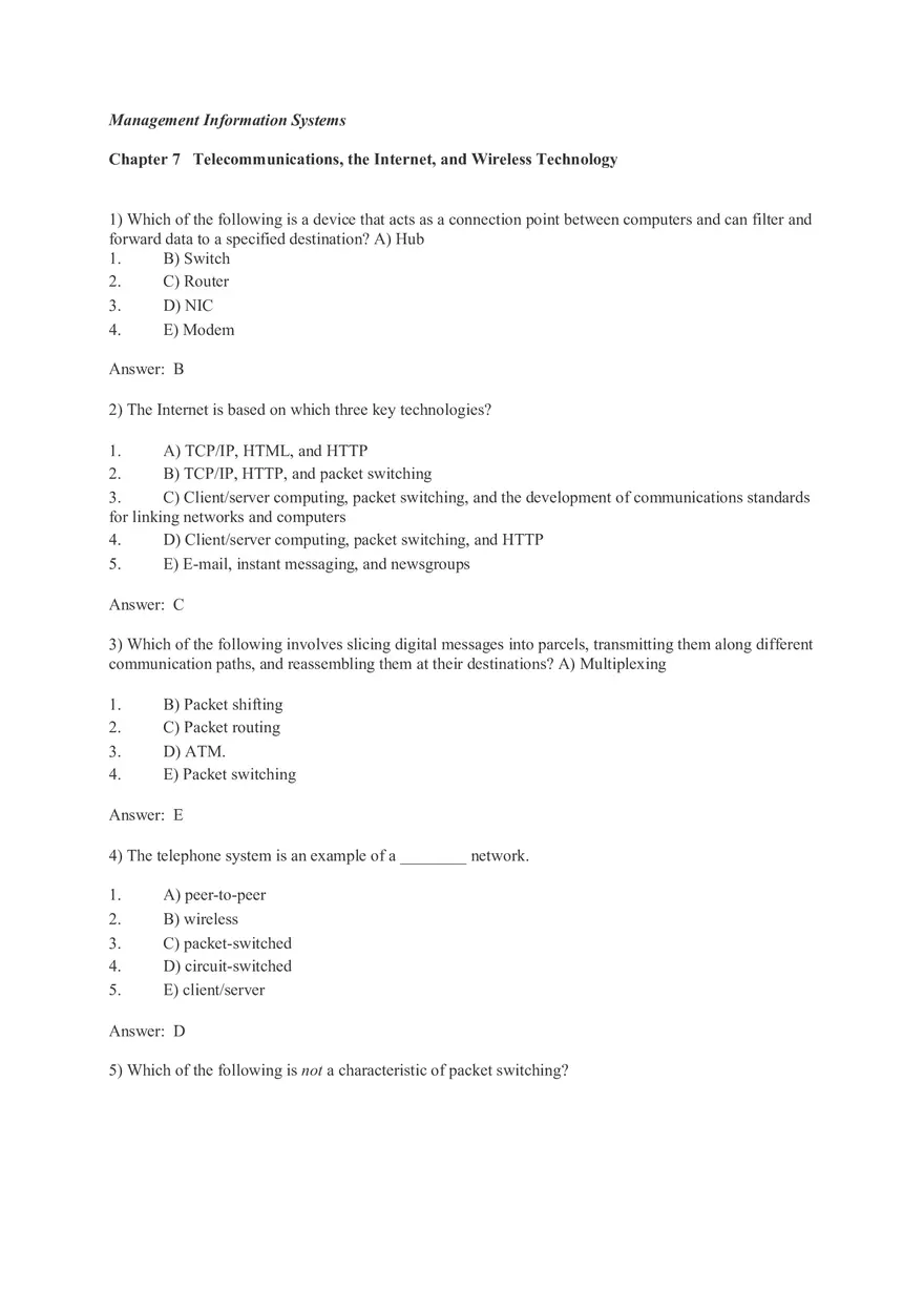 Telecommunications, the Internet, and Wireless Technology 1 - Page 1