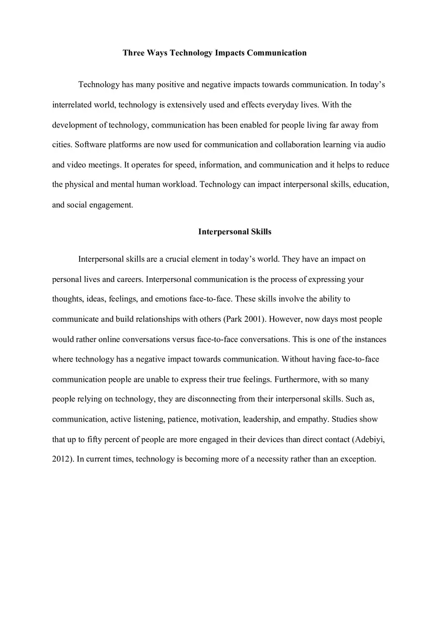 Three Ways Technology Impacts Communication - Page 1