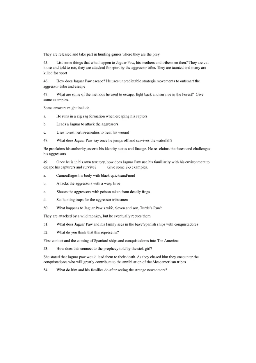 Apocalypto Viewing Questions - Page 8