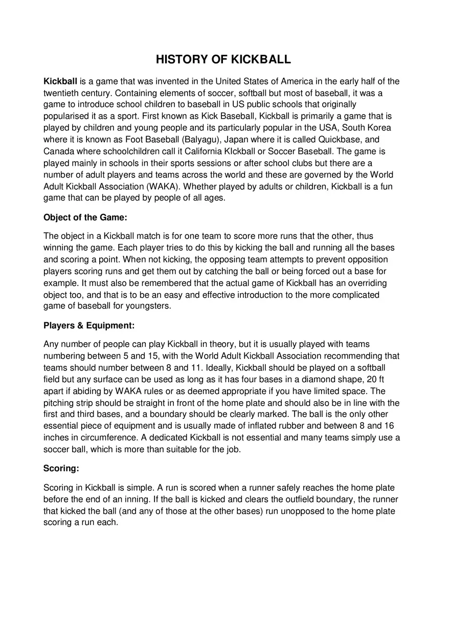 History of Kickball - Page 1
