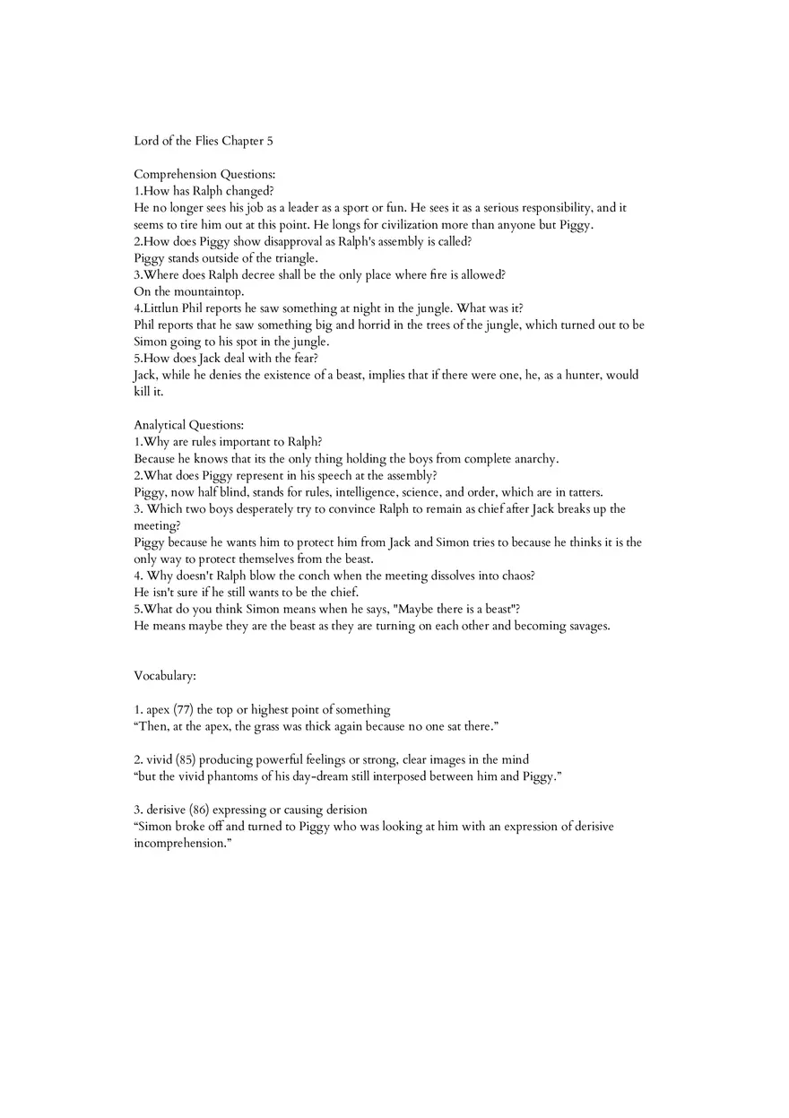 Lord of the Flies Chapter 5 - Page 1