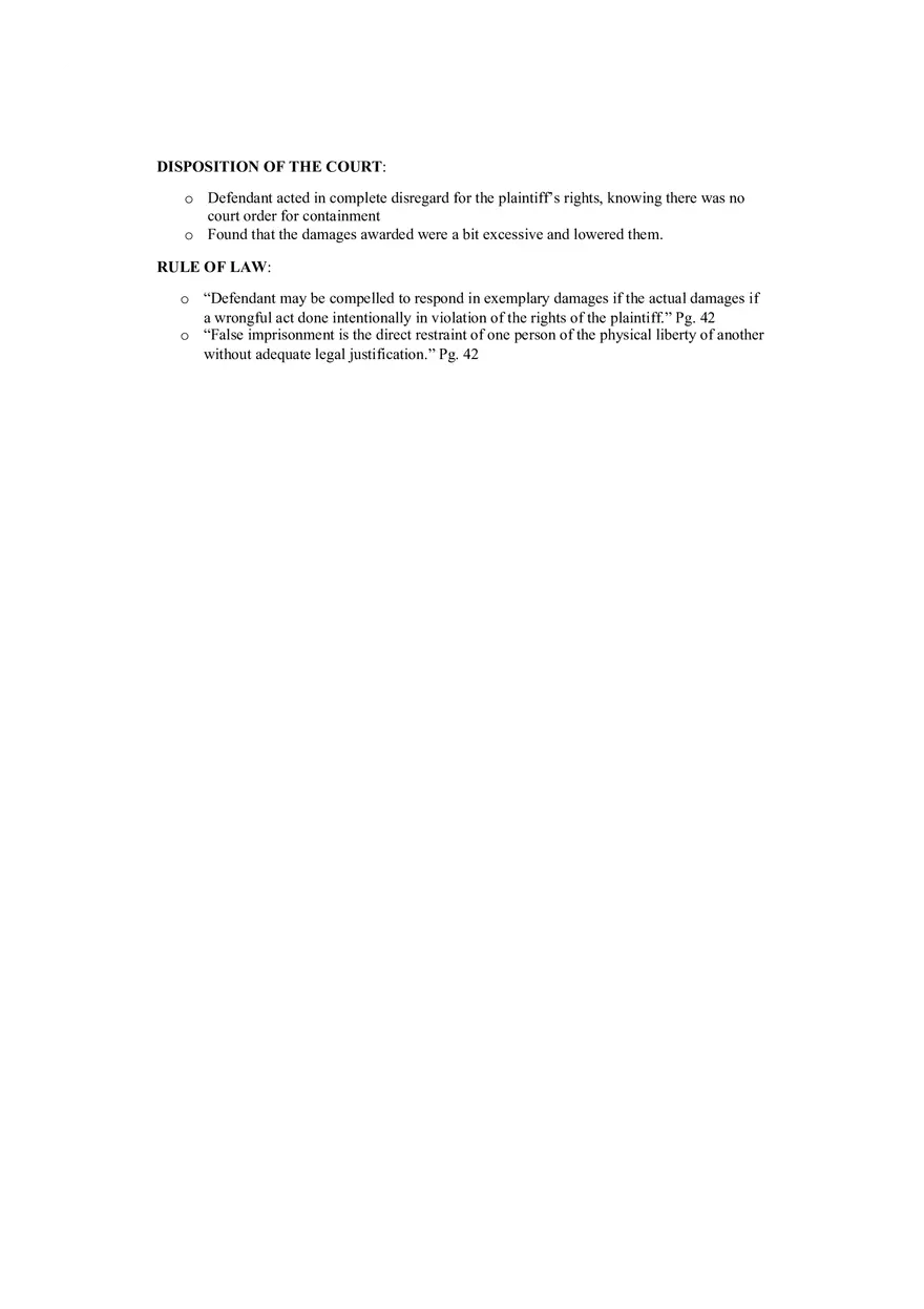 Big Town Nursing Home Case Brief (False Imprisonment) - Page 2