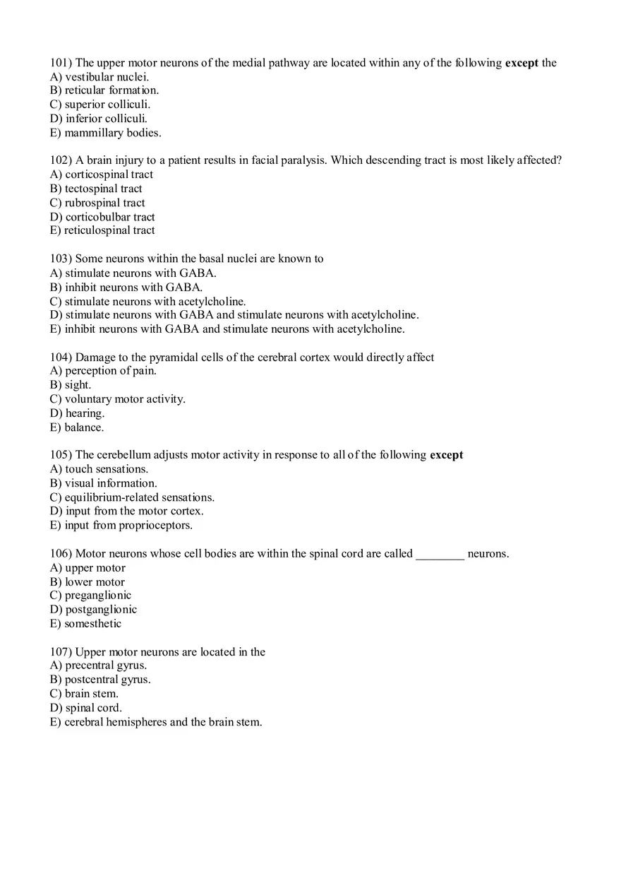 Sensory Pathway Exam Questions - Page 8
