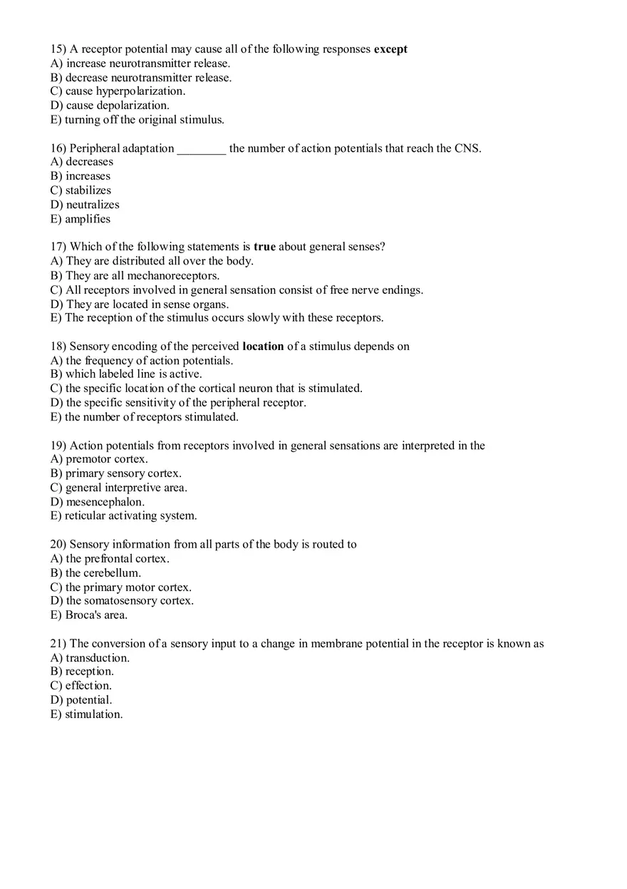 Sensory Pathway Exam Questions - Page 11