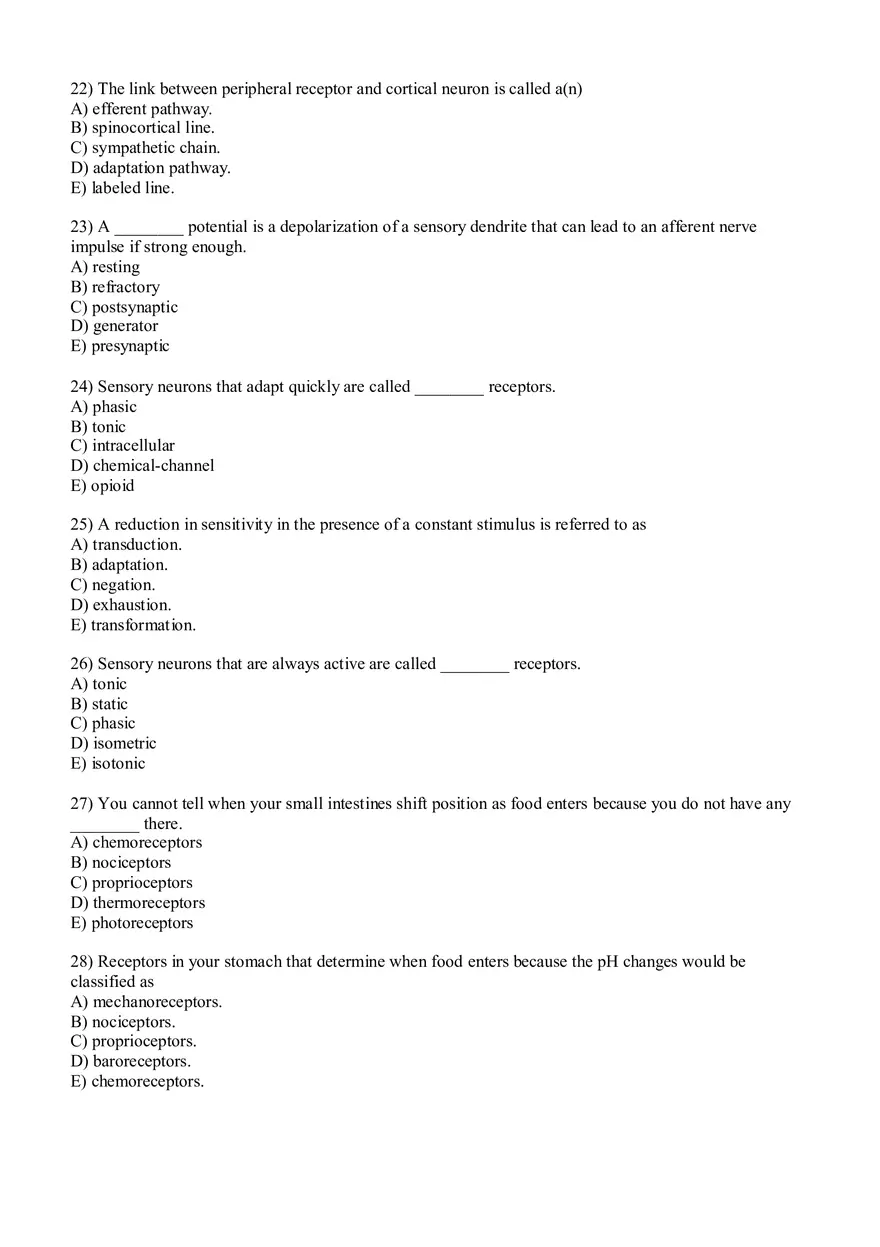 Sensory Pathway Exam Questions - Page 12