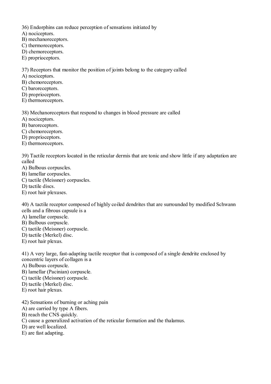 Sensory Pathway Exam Questions - Page 14