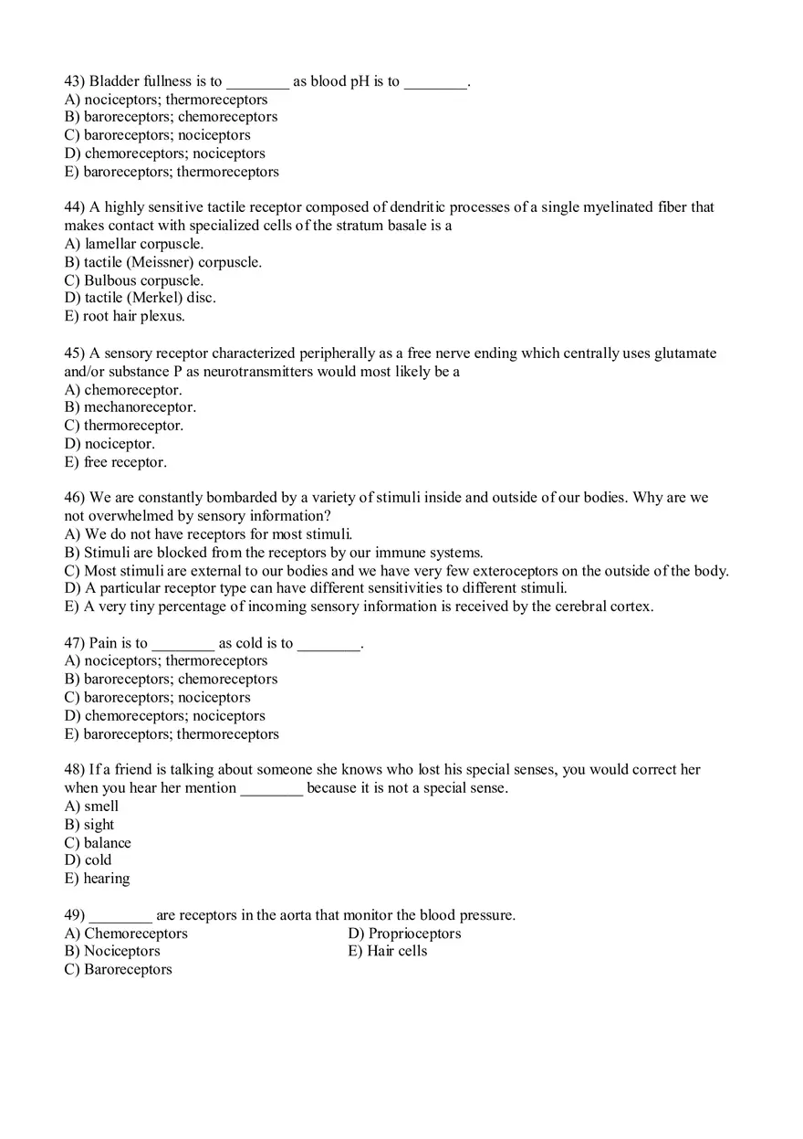 Sensory Pathway Exam Questions - Page 15