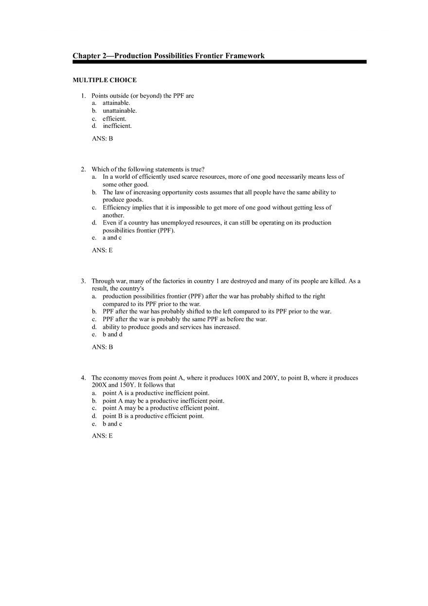Production Possibilities Frontier Framework Answer Key 1 - Page 1